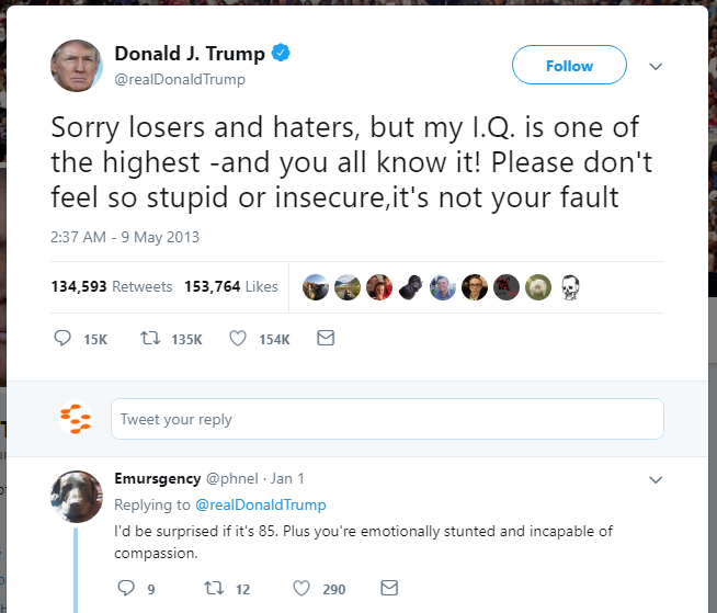 Donal Trump's IQ tweet