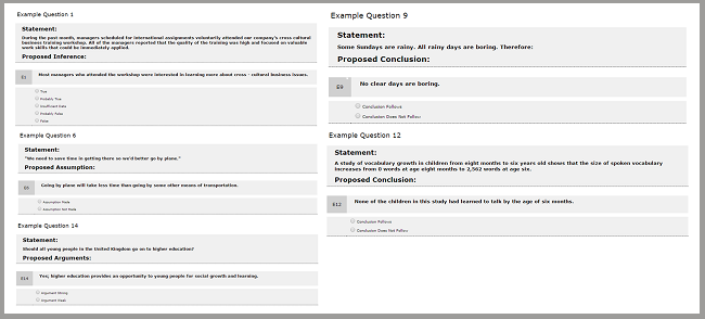 The Watson Glaser example questions