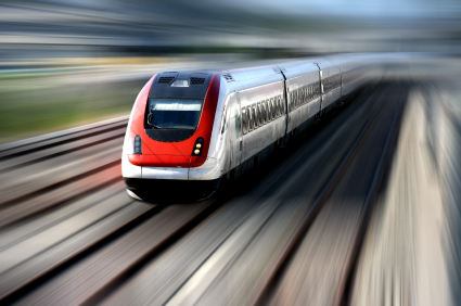 red and white high-speed train